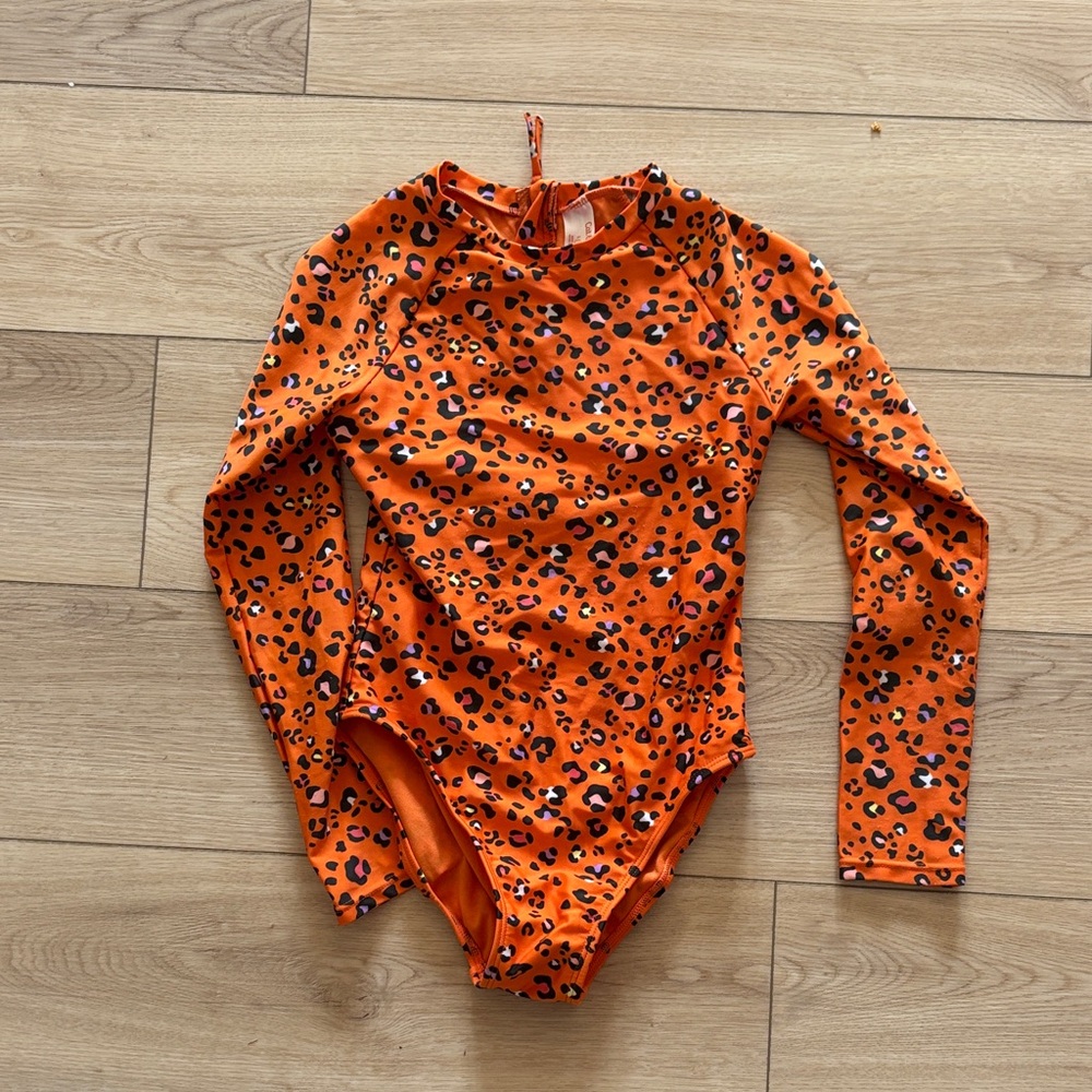 Cat & Jack Orange Leopard Print Rashguard